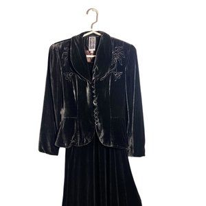 Zelda velvet jacket with a long skirt, brown velvet, size 2